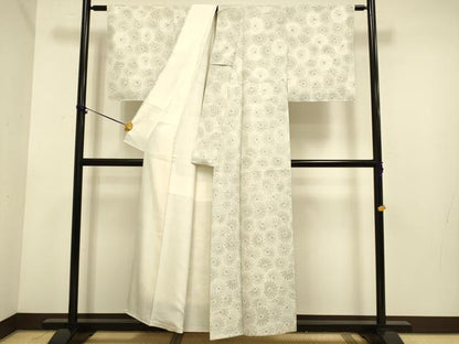 平和屋着物▼上質な小紋 花尽くし 地紋起こし 正絹 逸品 DABE9948du