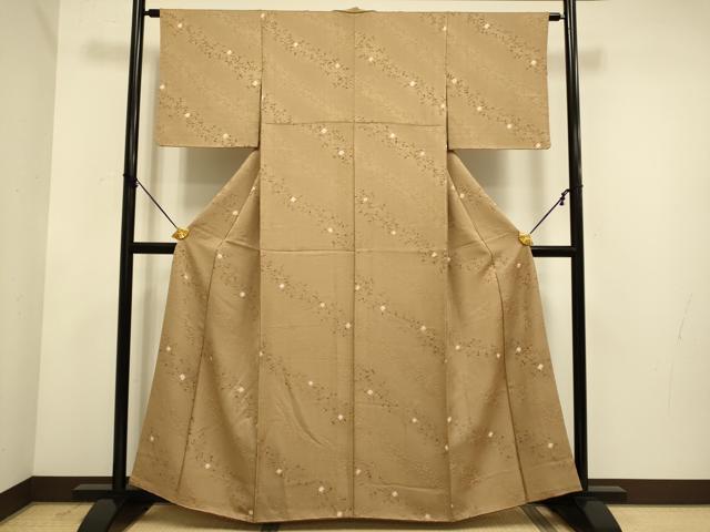 平和屋着物▼上質な小紋　絞り　草花文　地紋起こし　正絹　逸品　DABE9953du