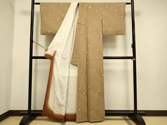 平和屋着物▼上質な小紋　絞り　草花文　地紋起こし　正絹　逸品　DABE9953du