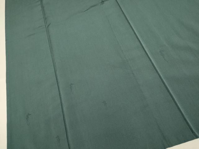 平和屋着物▽上質なお召　単衣　色無地　タツノオトシゴ地紋　錆鼠色　正絹　逸品　DABE9967du