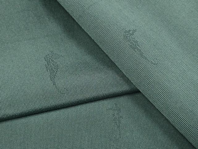 平和屋着物▽上質なお召　単衣　色無地　タツノオトシゴ地紋　錆鼠色　正絹　逸品　DABE9967du