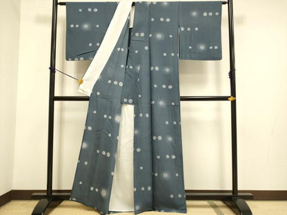 平和屋着物▽上質な小紋　単衣　丸文　蛍暈し　正絹　逸品　DABE9968du