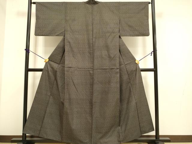 平和屋着物▽本場大島紬　単衣　7マルキ　十字絣　正絹　逸品　DABE9969du
