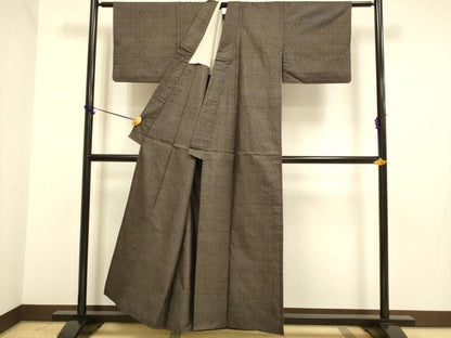 平和屋着物▽本場大島紬　単衣　7マルキ　十字絣　正絹　逸品　DABE9969du