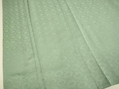 平和屋着物▽上質な色無地　単衣　七宝花地紋　青白橡色　正絹　逸品　DABE9971du