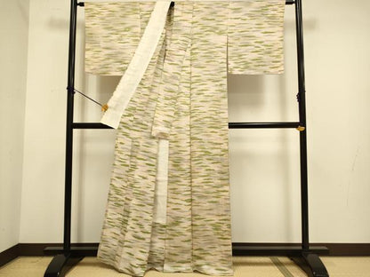 平和屋着物▽上質な小紋　単衣　霞文　正絹　逸品　DABE9974du