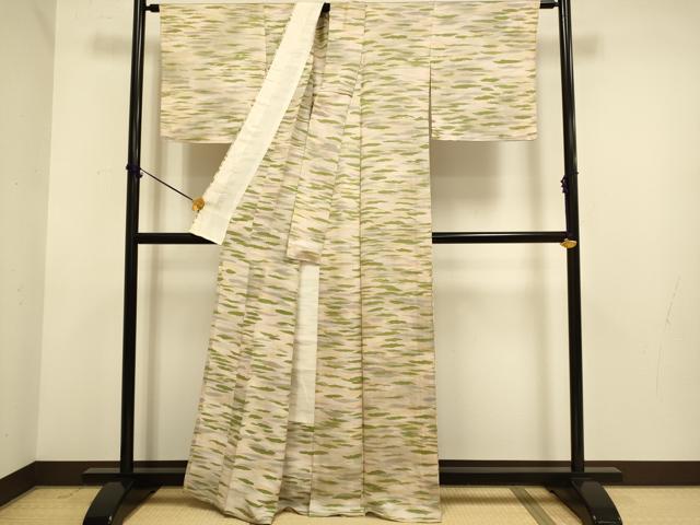 平和屋着物▽上質な小紋　単衣　霞文　正絹　逸品　DABE9974du