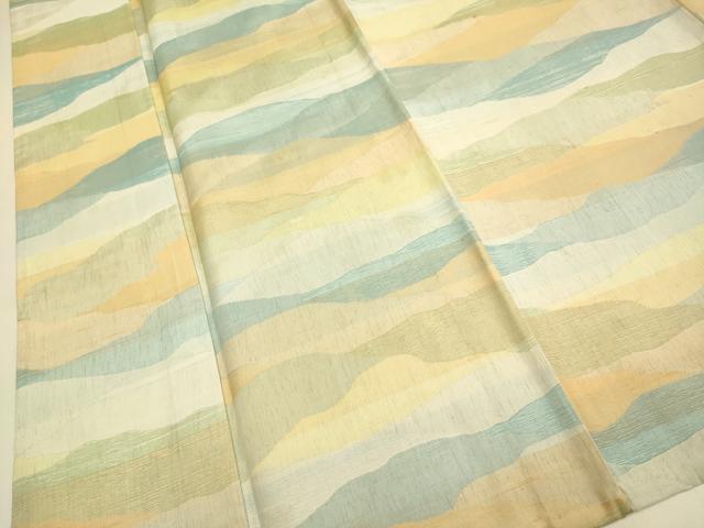 平和屋着物▽上質な紬　単衣　霞文　正絹　逸品　DABE9976du