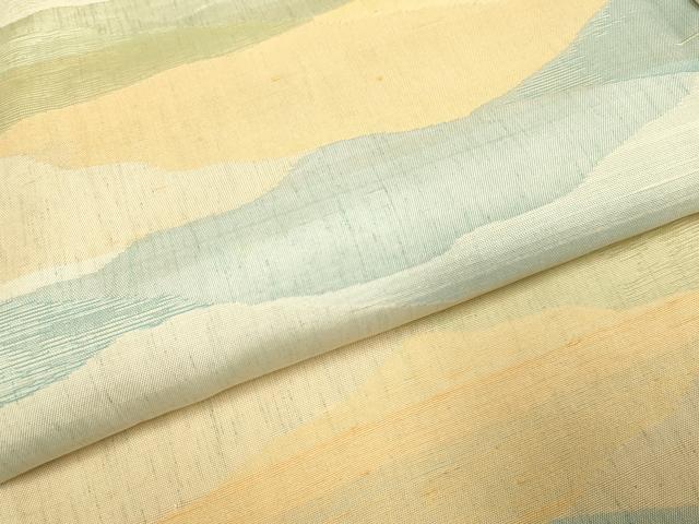 平和屋着物▽上質な紬　単衣　霞文　正絹　逸品　DABE9976du