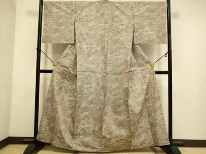平和屋着物▽本場大島紬　単衣　7マルキ　地紙吉祥花文　正絹　逸品　DABE9978du