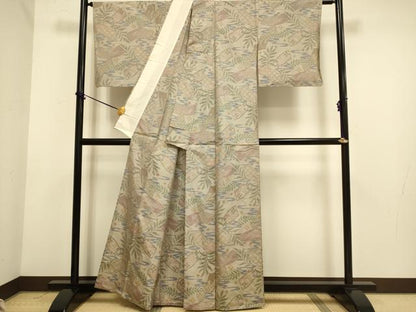 平和屋着物▽本場大島紬　単衣　7マルキ　地紙吉祥花文　正絹　逸品　DABE9978du