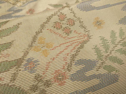 平和屋着物▽本場大島紬　単衣　7マルキ　地紙吉祥花文　正絹　逸品　DABE9978du