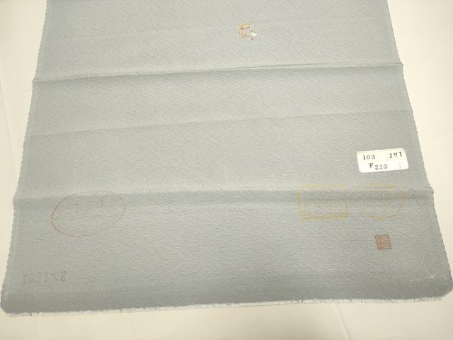 平和屋着物▽上質な小紋　単衣　作家物　草花丸文　金彩　反端付き　正絹　逸品　DABE9982du
