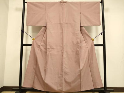平和屋着物▽上質な紬　単衣　色無地　鴇浅葱色　正絹　逸品　DABE9983du