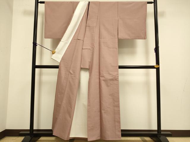 平和屋着物▽上質な紬　単衣　色無地　鴇浅葱色　正絹　逸品　DABE9983du