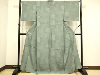 平和屋着物▽江戸小紋　単衣　両面染　寄せ小紋柄　万筋　黒鳶色×山鳩色　正絹　逸品　未使用　DABE9988du