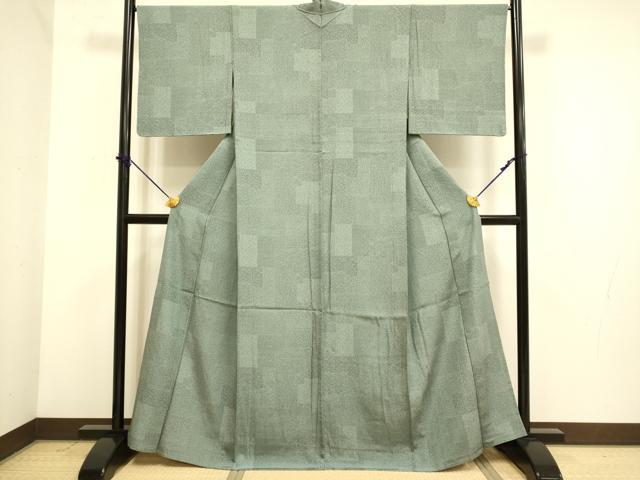 平和屋着物▽江戸小紋　単衣　両面染　寄せ小紋柄　万筋　黒鳶色×山鳩色　正絹　逸品　未使用　DABE9988du