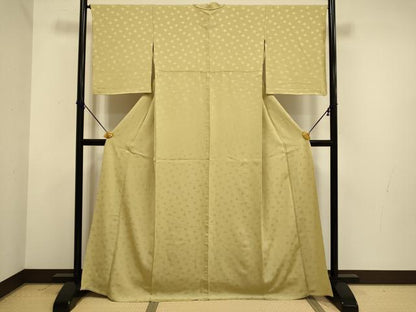 平和屋着物▽上質な色無地　単衣　花唐草地紋　桑染色　正絹　逸品　DABE9989du