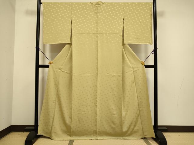 平和屋着物▽上質な色無地　単衣　花唐草地紋　桑染色　正絹　逸品　DABE9989du
