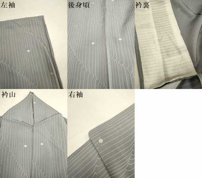 平和屋着物▽上質な小紋　単衣　幾何学文様　正絹　逸品　DABE9996du