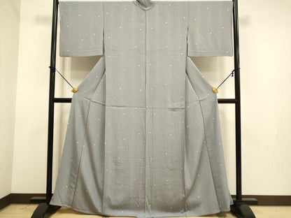 平和屋着物▽上質な小紋　単衣　幾何学文様　正絹　逸品　DABE9996du