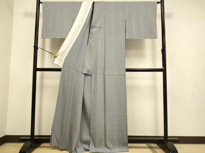 平和屋着物▽上質な小紋　単衣　幾何学文様　正絹　逸品　DABE9996du