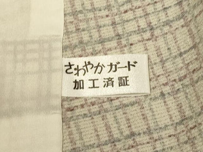 平和屋着物▽上質な小紋　単衣　格子柄　正絹　逸品　DABE9997du