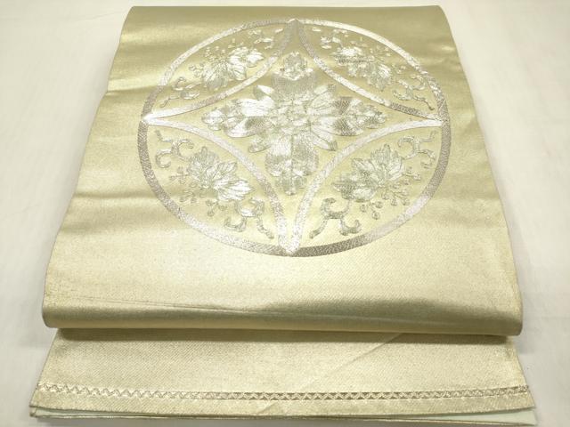 平和屋着物◎太鼓柄袋帯 駒刺繍 総刺繍 桐花文 正絹 逸品 DABF0003ea