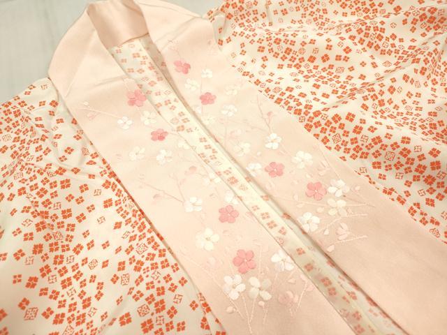 平和屋着物■長襦袢 無双仕立て 小花文 半衿刺繍 正絹 逸品 DABF0039ea