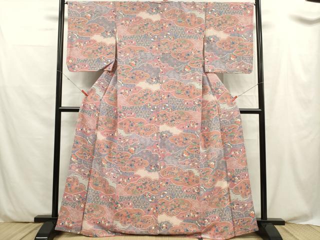 平和屋着物■上質な小紋 雲取り花鳥文 松竹梅 正絹 逸品 DABF0045ea