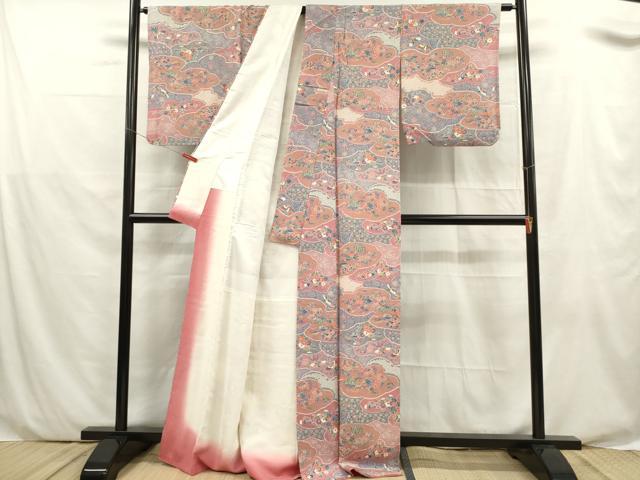 平和屋着物■上質な小紋 雲取り花鳥文 松竹梅 正絹 逸品 DABF0045ea