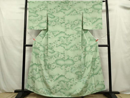 平和屋着物■上質な小紋　手描き　雲重ね椿文　金彩　正絹　逸品　DABF0050ea