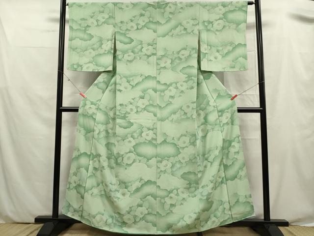 平和屋着物■上質な小紋　手描き　雲重ね椿文　金彩　正絹　逸品　DABF0050ea