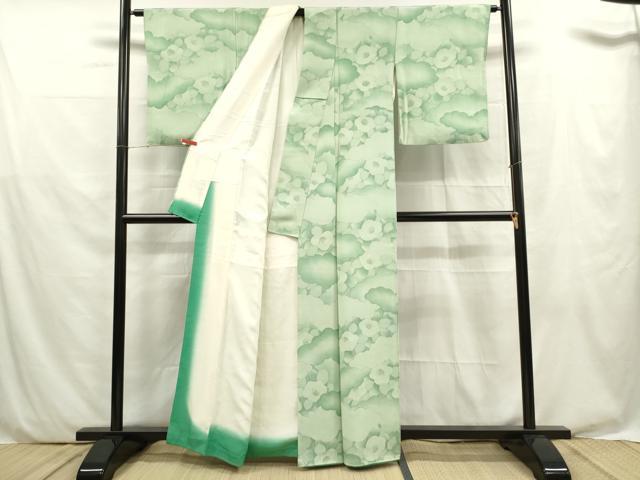 平和屋着物■上質な小紋　手描き　雲重ね椿文　金彩　正絹　逸品　DABF0050ea