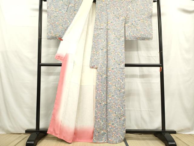 平和屋着物■上質な小紋 松皮菱風景花文 正絹 逸品 未使用 DABF0054ea