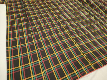 平和屋着物■本場縞大島紬 格子 黒地 正絹 逸品 未使用 DABF0057ea