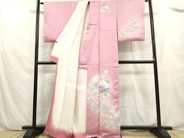 平和屋着物■訪問着 草花文 暈し染め 正絹 逸品 DABF0060ea