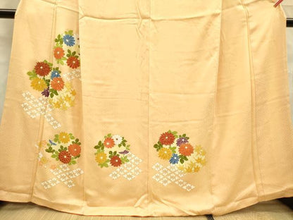 平和屋着物■訪問着　駒刺繍　菊楓丸文　金彩　正絹　逸品　DABF0064ea