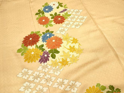 平和屋着物■訪問着　駒刺繍　菊楓丸文　金彩　正絹　逸品　DABF0064ea
