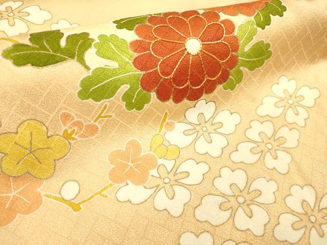 平和屋着物■訪問着　駒刺繍　菊楓丸文　金彩　正絹　逸品　DABF0064ea