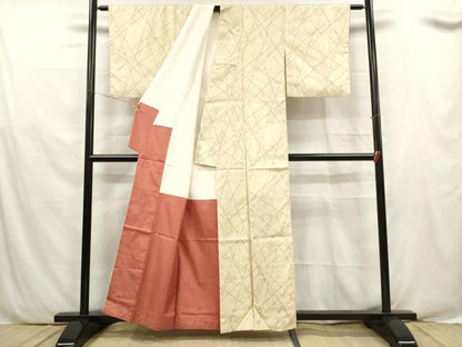 平和屋着物■上質な紬 幾何学文様 正絹 逸品 DABF0069ea
