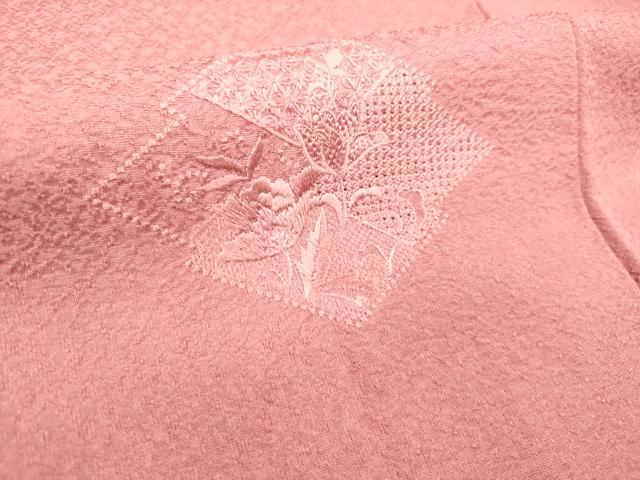 平和屋着物■中国三大刺繍 スワトウ刺繍 汕頭刺繍 総刺繍 色留袖 色無地 松皮菱花文 今様色 ロング丈 逸品 DABF0073ea