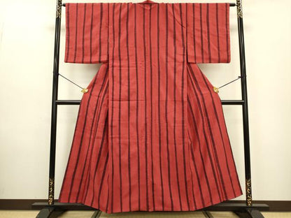 平和屋着物■上質な紬　縞　やまと誂製　正絹　逸品　DABF0083ea