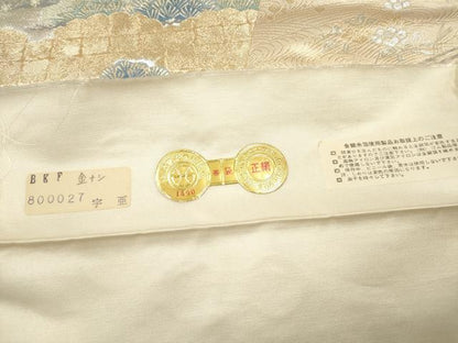 平和屋着物◎西陣　六通柄袋帯　唐織　九百錦　花鳥松文　証紙付き　正絹　逸品　未使用　DABF0133ea