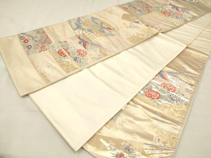 平和屋着物◎西陣　六通柄袋帯　唐織　九百錦　花鳥松文　証紙付き　正絹　逸品　未使用　DABF0133ea