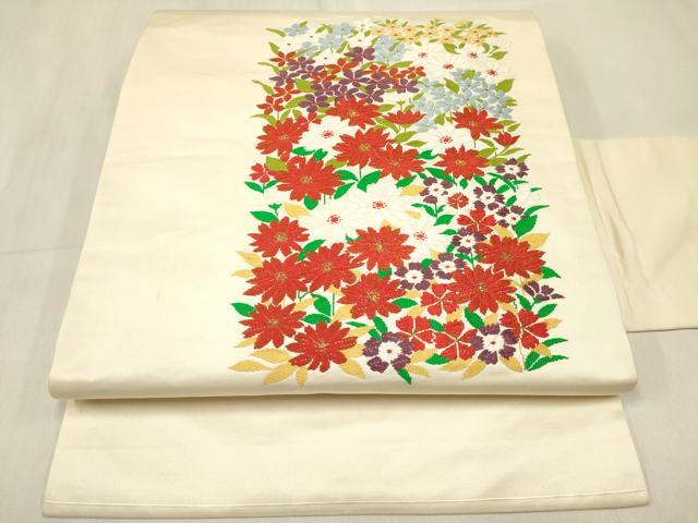 平和屋着物◎九寸名古屋帯 唐織 花尽くし 金糸 正絹 逸品 DABF0154ea