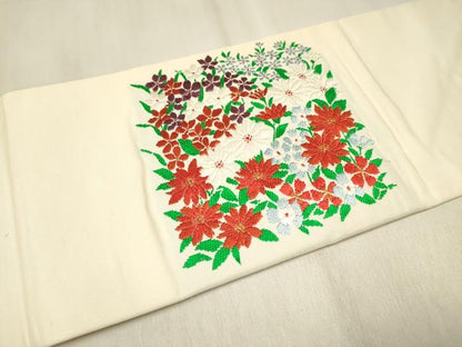 平和屋着物◎九寸名古屋帯 唐織 花尽くし 金糸 正絹 逸品 DABF0154ea