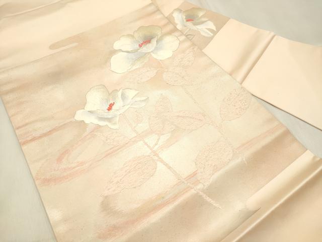 平和屋着物◎九寸名古屋帯 刺繍 花の詩 流水花文 金糸 正絹 逸品 DABF0155ea