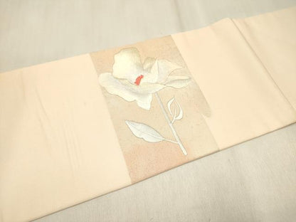 平和屋着物◎九寸名古屋帯 刺繍 花の詩 流水花文 金糸 正絹 逸品 DABF0155ea