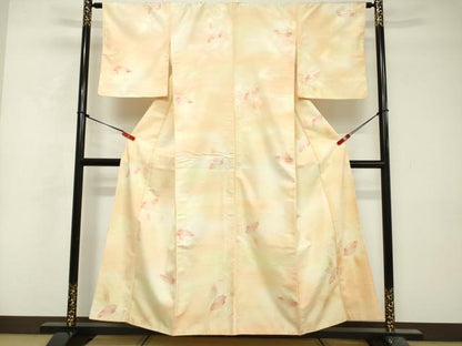 平和屋着物■小紋　地紋起こし　舞葉文　暈し染め　洗える着物　DABF0194ea